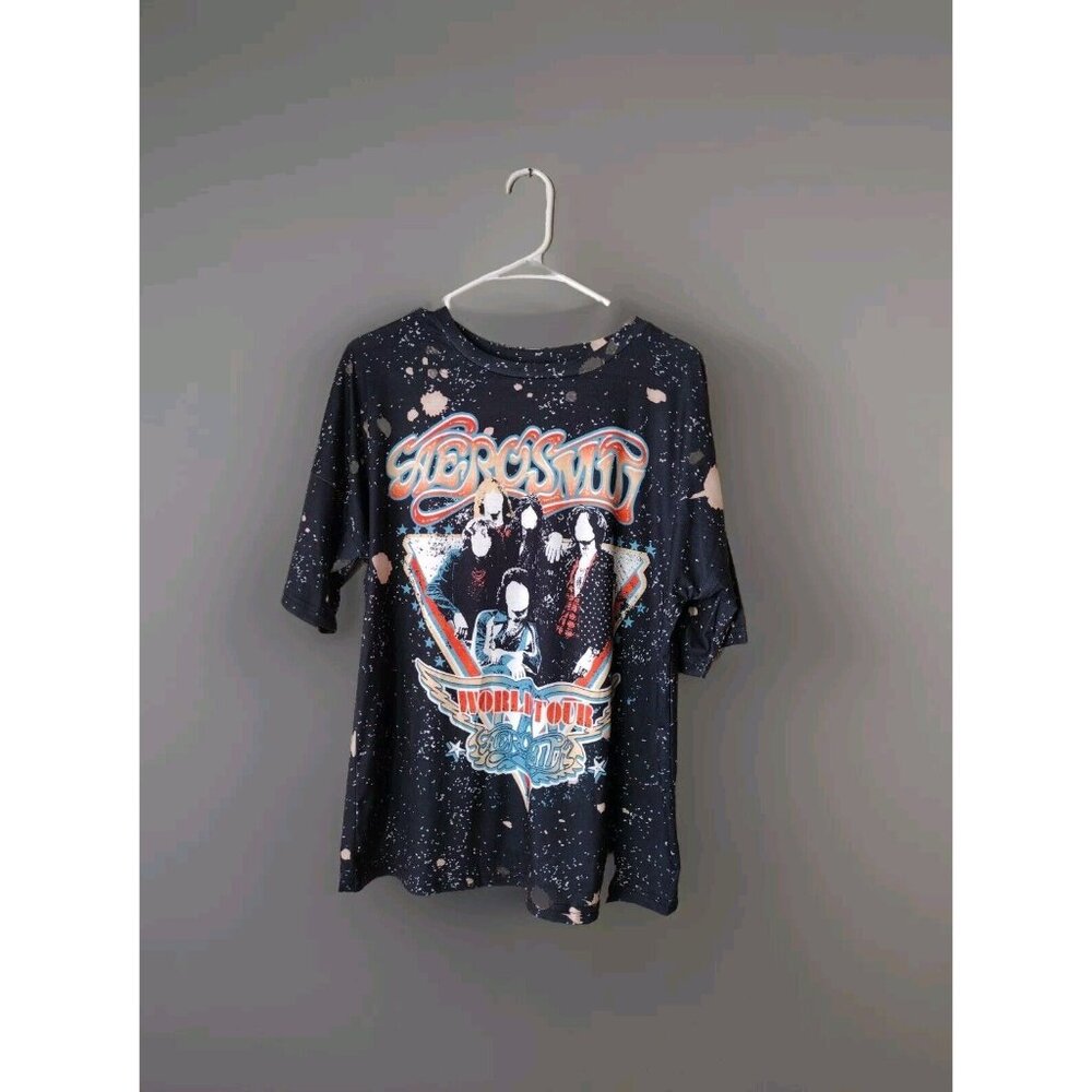 Aerosmith Shirt Medium Unbranded Short Sleeve Stretch 80s Rock Casual Music
